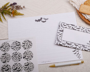 A4 Origami Writing Paper That Folds Into An Envelope With Gothic Bat Design, 4 of 5