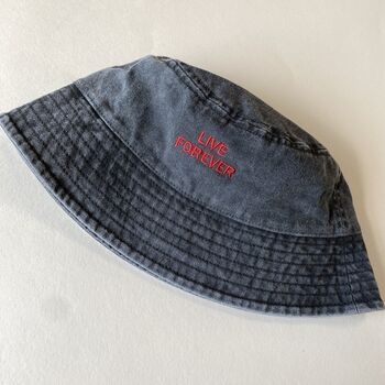 Personalised Slogan Vintage Denim Bucket Hat, 3 of 12
