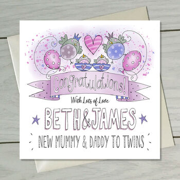 New Twins Congratulation Card, 2 of 5