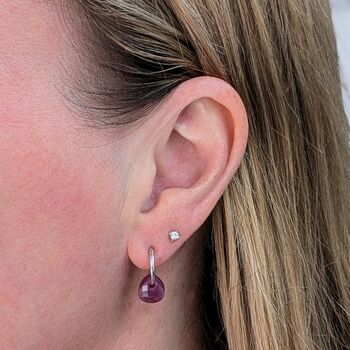 The Nugét Ruby July Birthstone Earrings, Silver, 2 of 5