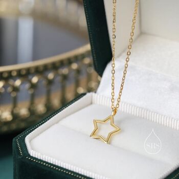 Open Star Pendant Necklace In Sterling Silver, 2 of 11