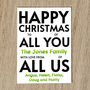 Personalised Family Christmas Card Names And Message, thumbnail 5 of 8