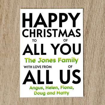 Personalised Family Christmas Card Names And Message, 5 of 8