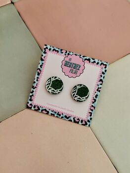 Christmas Brussel Sprout Glitter Studs / Sparkly Vegetable Earrings / Novelty Food Jewellery / Secret Santa Gift / Christmas Dinner Earrings, 4 of 5