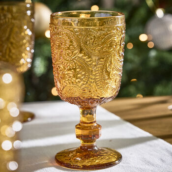 Set Of Four Paisley Embossed Wine Goblets, 3 of 4