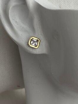 Cushion Cut Diamond Earrings On Sterling Silver, 4 of 6