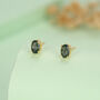 Sterling Silver Moss Agate 4x6mm Oval Stud Earrings, thumbnail 5 of 11