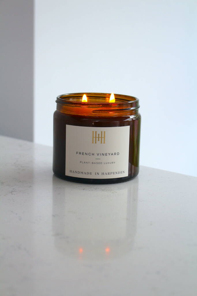 French Vineyard Amber Apothecary Style Candle By Handmade in Harpenden