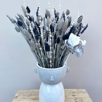 Grey And Navy Dried Flower Arrangement With Vase, 4 of 5