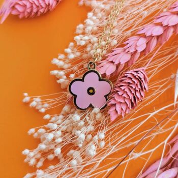 Pink Flower Enamel Gold Plated Charm Necklace, 6 of 7