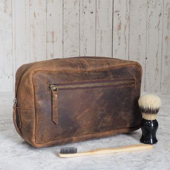 Personalised Buffalo Leather Wash Bag By Paper High ...