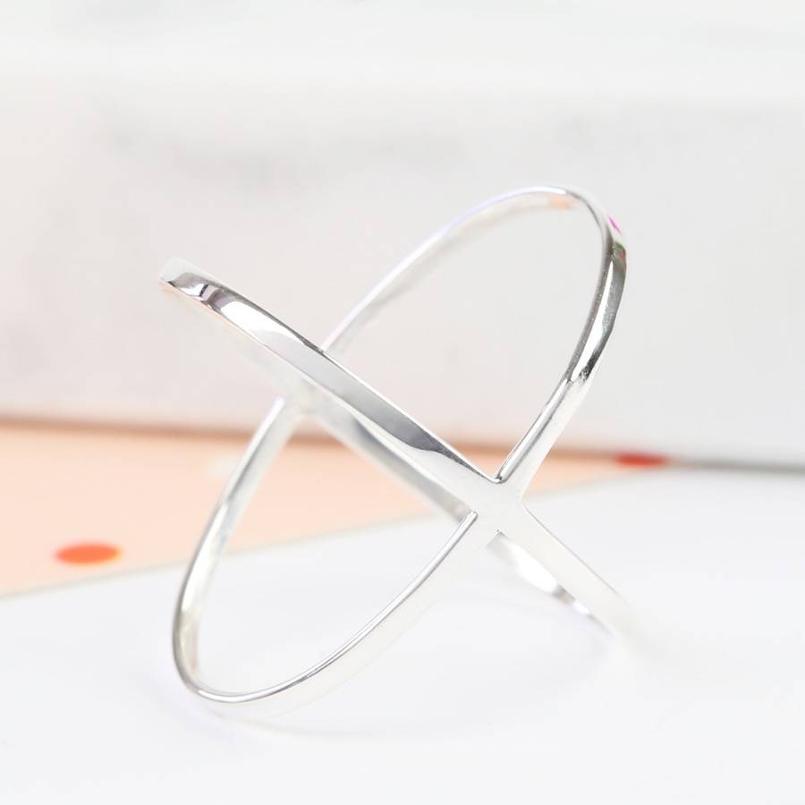 sterling silver geometric crossover ring by lisa angel ...