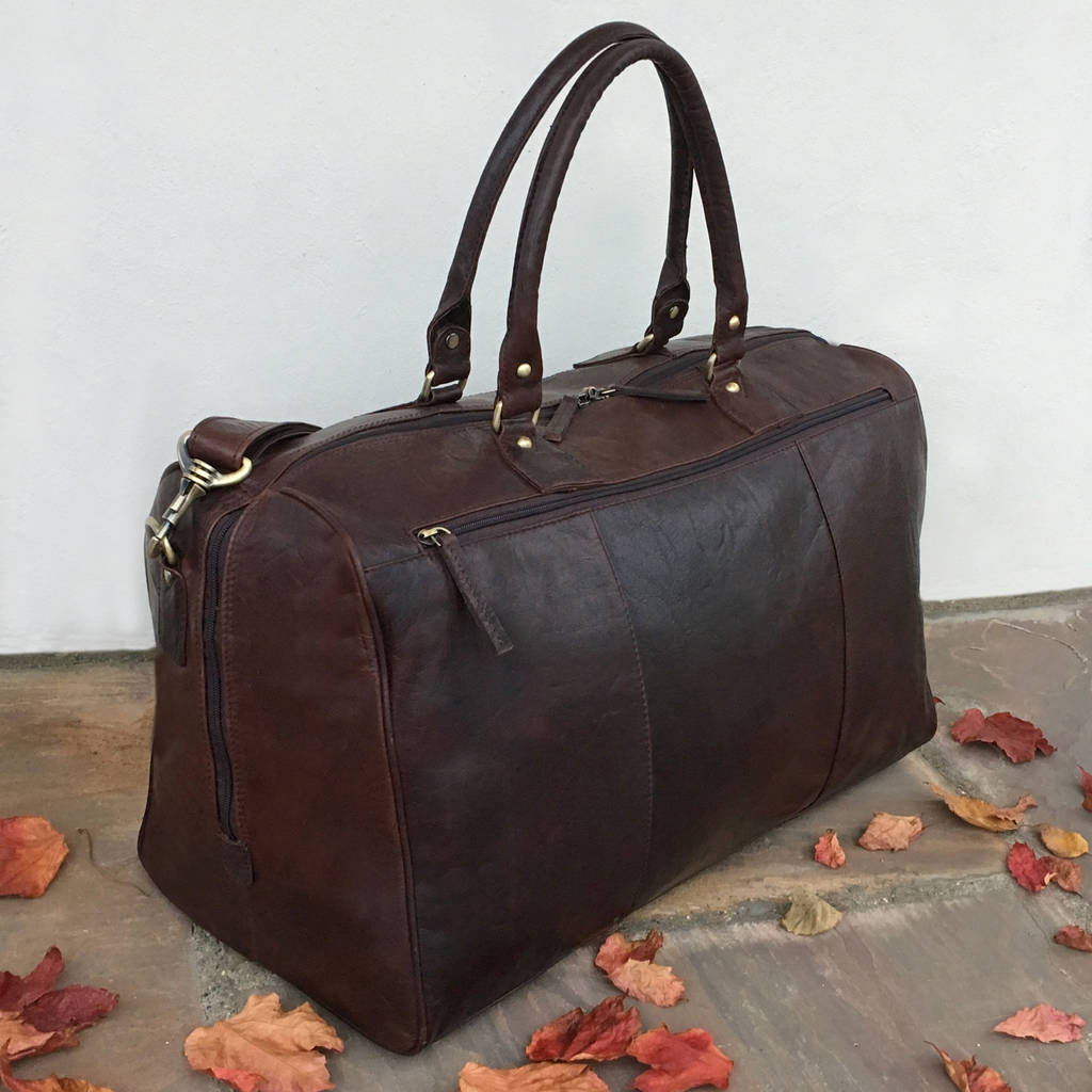 large handmade brown leather holdall travel bag gym bag by holly rose ...