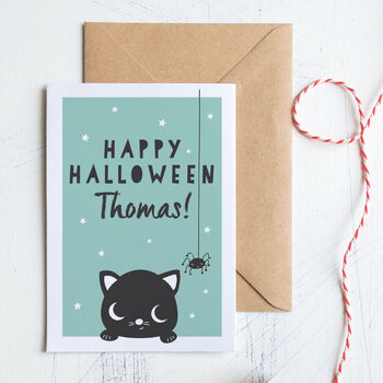 Personalised Halloween Black Cat Card, 2 of 4