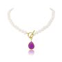 Mustique Pearl Necklace With Lavender Chalcedony Drop, thumbnail 2 of 6