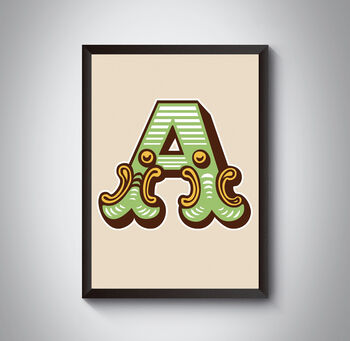 A Letter Bold Carnival Initial Art Print Circus Print, 4 of 4