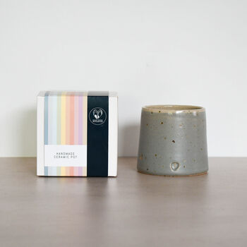 Speckled Clay Candle Pot With Refill Satin Grey, 2 of 6