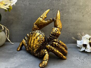 Drunken Crab Wine Bottle Holder Aged Gold Freestanding, 6 of 12