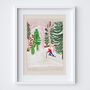 Ski Snowy Scene Art Print Winter Sports Poster, thumbnail 2 of 9