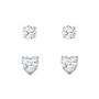 Heart And Round Cubic Zirconia Stud Earring Set, thumbnail 1 of 3