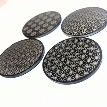 Japanese Patterns Coaster Four Pack In Slate, 4 of 6