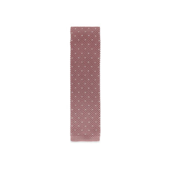 Men's Square End Knitted Tie With Dots | Dusty Pink, 3 of 5