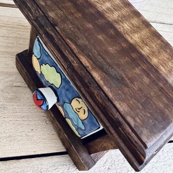 Mini Trinket Drawer Ceramic And Mango Wood Jewellery Box, 5 of 6