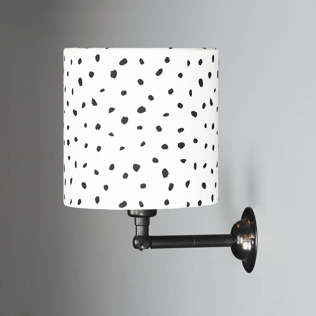 wall light with black dalmatian spot drum shade by quirk