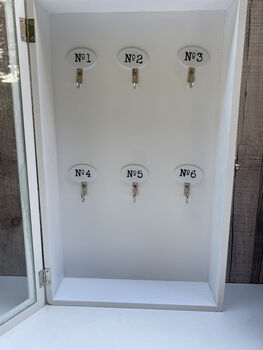 White Wooden Key Box Numbered Wall Hanging Key Holder, 8 of 9