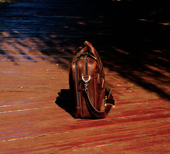 Genuine Leather Briefcase With Zip Pockets, 9 of 12