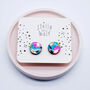 Colourful Abstract Wooden Stud Earrings, thumbnail 5 of 6