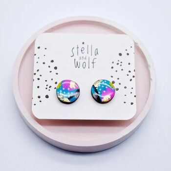 Colourful Abstract Wooden Stud Earrings, 5 of 6