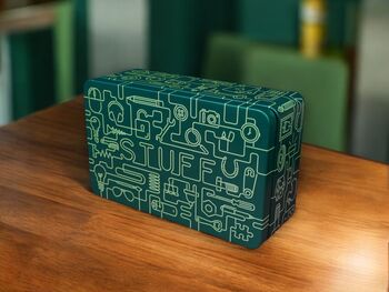 'Stuff' Man Tin Storage Box For Men In Green, 2 of 9