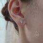 Sterling Silver Tiny Moonstone And Cz Stud Earrings, thumbnail 4 of 11