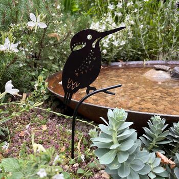 Recycled Metal Kingfisher Silhouette Garden Stake, 3 of 5