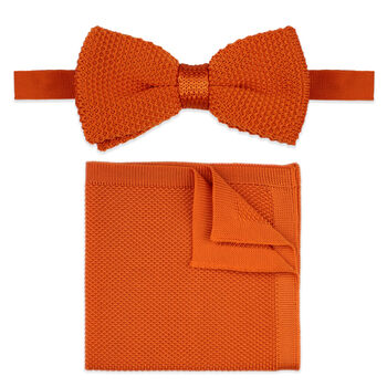 Wedding Handmade Polyester Knitted Pocket Square In Orange, 7 of 7