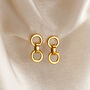 Double Hoop Charm Stud Earrings, thumbnail 2 of 4