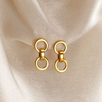 Double Hoop Charm Stud Earrings, 2 of 4