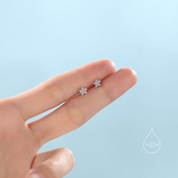 Tiny Opal Blue Forget Me Not Cz Stud Earrings, 2 of 10