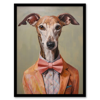 Smart As A Whippet Bow Tie Greyhound Wall Art Print, 5 of 6
