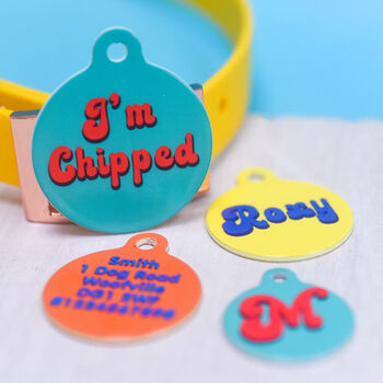 Personalised Retro Vibes Pet Name ID Tag, 4 of 12