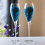 Peacock Feather Champagne Flute, thumbnail 1 of 5