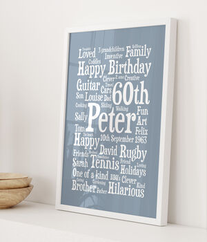 Personalised 60th Birthday Word Art Gift, 5 of 5