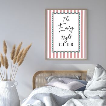 A4 Modern, Art Print, The Early Night Club Pink Stripes, 4 of 5