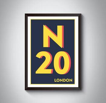 N20 Barnet London Postcode Typography Print, 8 of 10