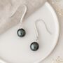 Sterling Silver Black Pearl Drop Earrings, thumbnail 4 of 7