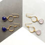 Semi Precious Gemstone Earrings Gold Plated Beaded Hoop, thumbnail 1 of 8