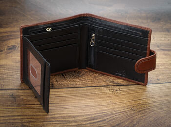 Personalised Wallet Brown And Black Leather Men's Wallet Rfid Safe, 10 of 12