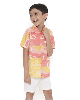 Candy Escape Printed Cotton Shirt, Pink And Yellow, 5 of 11