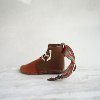 Brown And Red Mini Shoes Christmas Ornament, 3 of 4